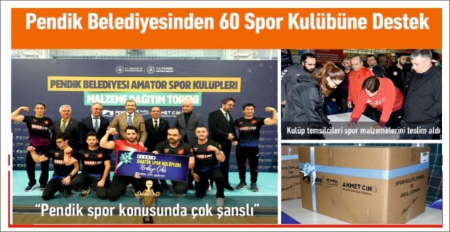 Pendik Belediyesinden 60 Spor Kulübüne Destek