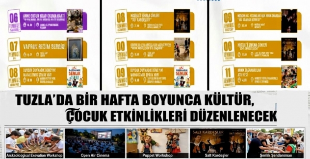 Tuzla’da Bir Hafta Boyunca Kültür, Sanat ve Çocuk Etkinlikleri Düzenlenecek