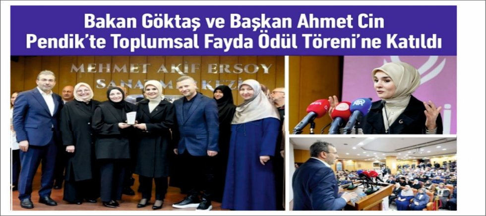 Bakan Göktaş ve Başkan Ahmet Cin Pendik’te Toplumsal Fayda Ödül Töreni’ne Katıldı