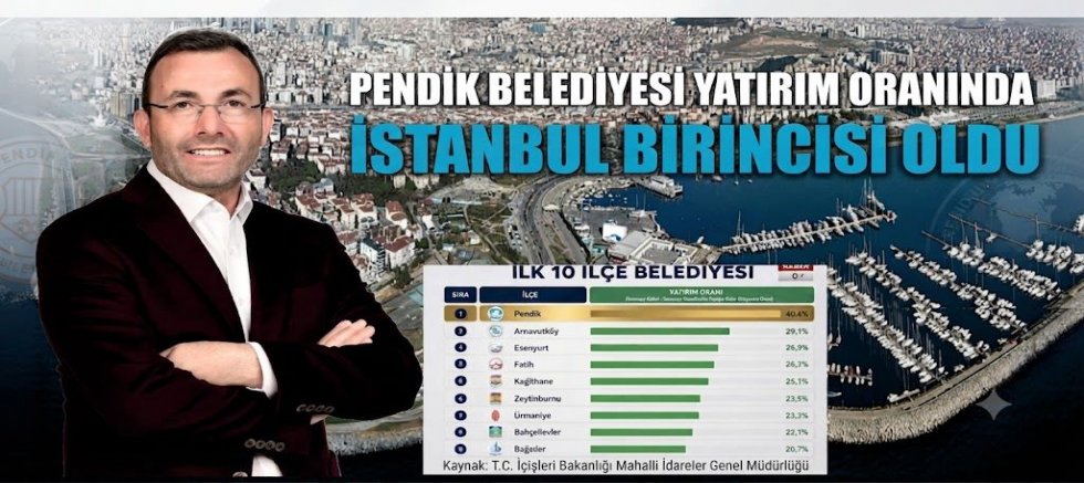 Pendik Belediyesi Yatırım Oranında İstanbul Birincisi Oldu