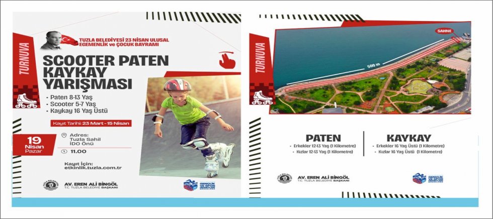 Tuzla’da 23 Nisan’a özel scooter, paten ve kaykay yarışmaları düzenlenecek
