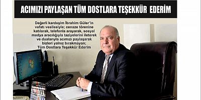 ACIMIZI PAYLAŞAN TÜM DOSTLARA TEŞEKKÜR  EDERİM