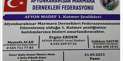 Afyon Madef 1. Katmer Şenliğine Davet