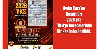 Aydın Kurs'un  Başarıları  2026 YKS  Türkiye Derecelerinde  Bir Kez Daha Görüldü.