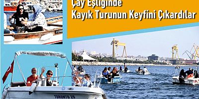 Çay eşliğinde tekne turunun keyfini çıkardılar