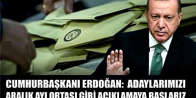 Cumhurbaşkanı Erdoğan: Yerel seçimdeki adaylarımızı Aralık ayı ortası gibi açıklamaya başlarız