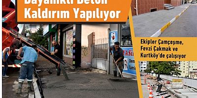 Dayanıklı beton kaldırım yapılıyor