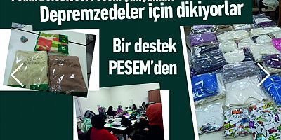 Depremzedeler için dikiyorlar