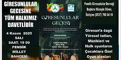 Giresunlular Gecesi Bu Akşam Pendik Millet Bahçesi’nde