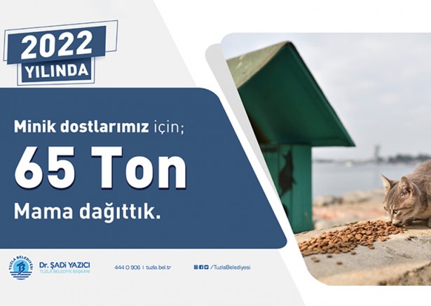 Tuzla Belediyesi 2022 Yılında Minik Dostlar İçin 65 Ton Mama Dağıttı