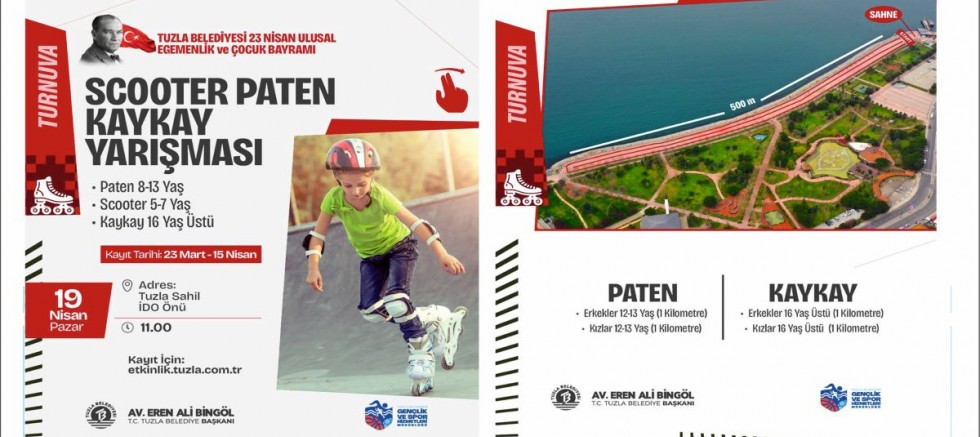 Tuzla’da 23 Nisan’a özel scooter, paten ve kaykay yarışmaları düzenlenecek